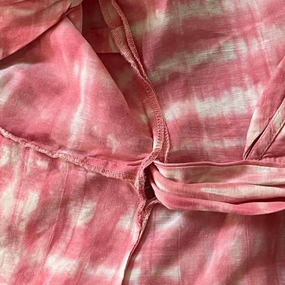 Calypso St. Barth Pink Shibori Dyed Wrap Dress Size Small Summer Linen Cotton - Picture 8 of 15